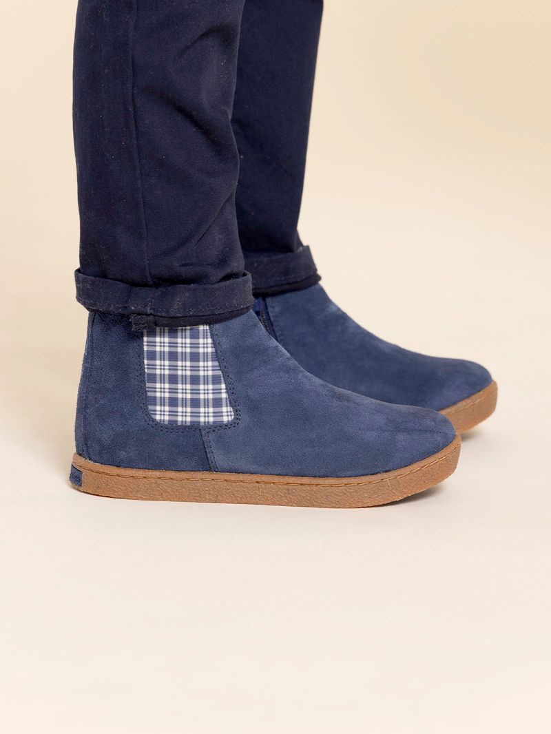 Botín Gamuza Niño Piombino Azul