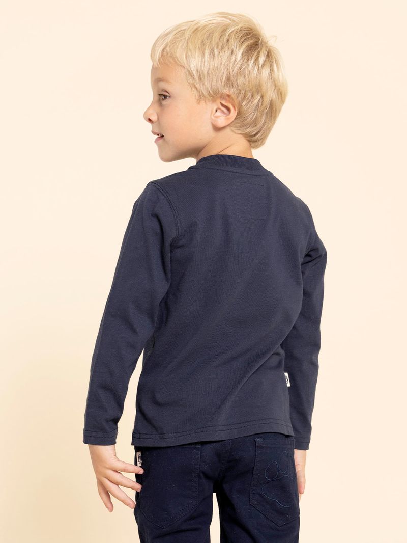 Polera Manga Larga Niño Imagine Azul