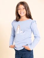 Polera Manga Larga Niña Imagine Celeste