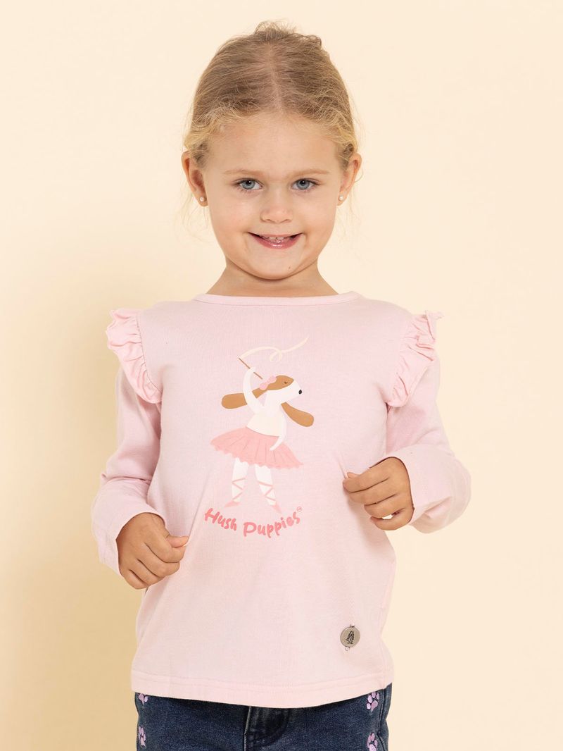 Polera Manga Larga Niña Imagine Rosado