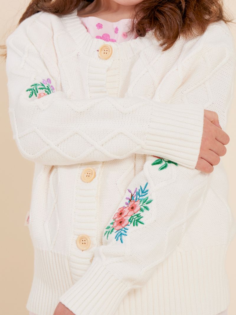 Chaleco Niña Rosas Beige