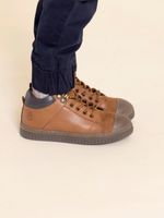 Zapatilla Cuero Niño Waco Café