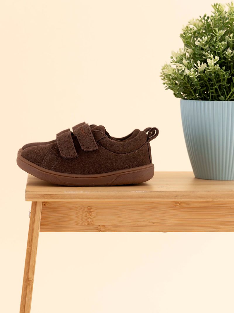 Zapatilla Cuero Niño Hobart Café