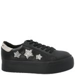 Zapatilla Cuero Niña Quens Negro