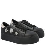 Zapatilla Cuero Niña Quens Negro