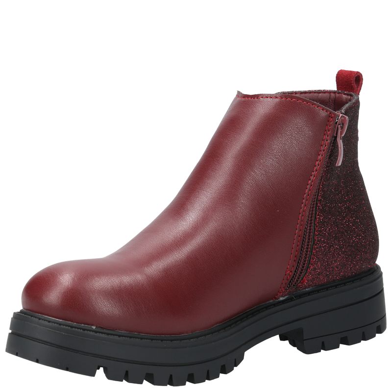 Botín Cuero Niña Lyzard Rojo