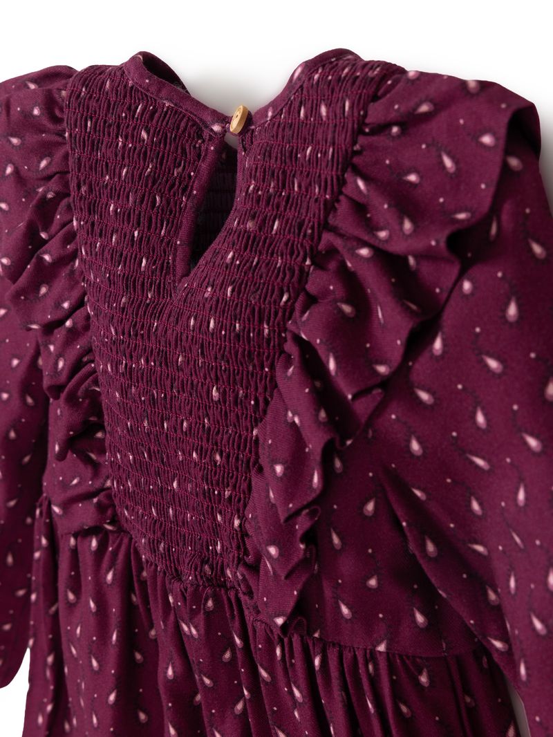 Vestido Blossom Niña Burdeo